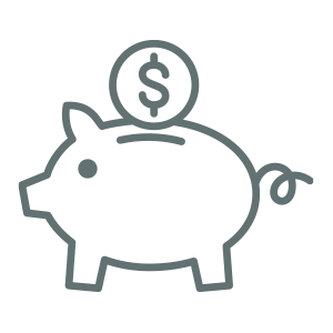 A drawing of a piggy bank